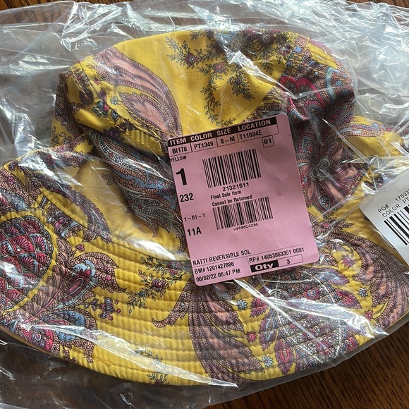 ☀️ LAST ONE Reversible bucket hat Ratti® golden paisley Jcrew BI178 Small/Medium - Picture 4 of 5